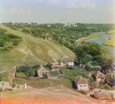 Putyvl, Ukraine on the River Seim, with Molchanskii Monastery in the Distance by Sergey Prokudin Gorsky